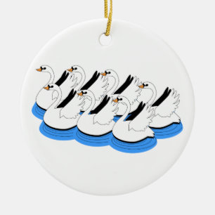 7 Swans Swimming Ceramic Tree Decoration