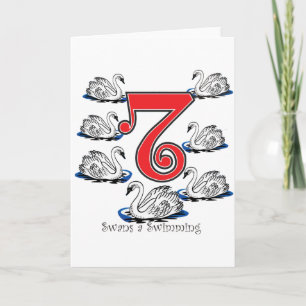7 Swans Swimming Holiday Card