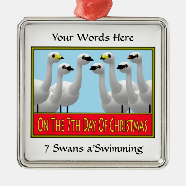 7 Swans Swimming Metal Tree Decoration (Front)