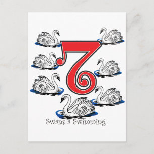 7 Swans Swimming Postcard