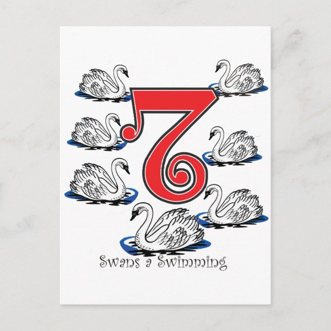 7 Swans Swimming Postcard (Front)