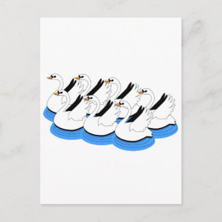 7 Swans Swimming Postcard