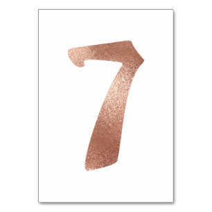 7 Table Number White Metallic Pink Rose Gold Table Number