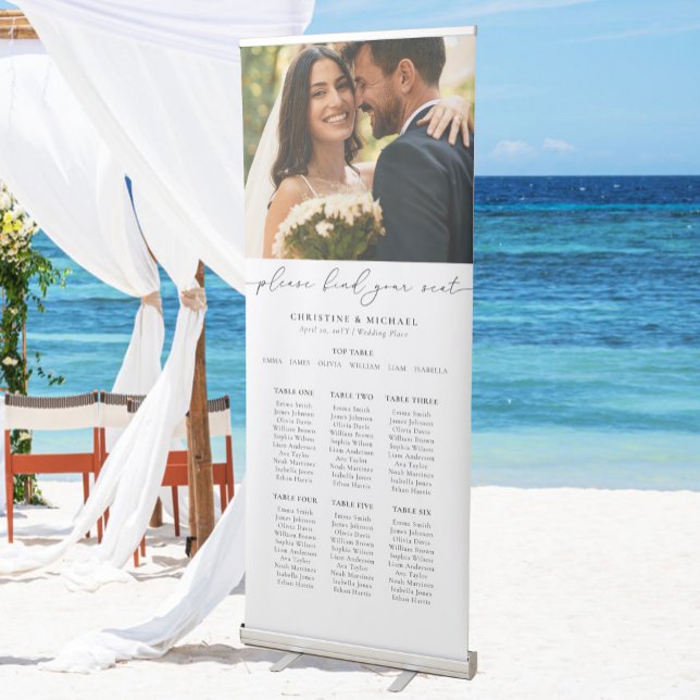 7 Table Wedding Seating Chart With Photo Retractable Banner (Creator Uploaded)