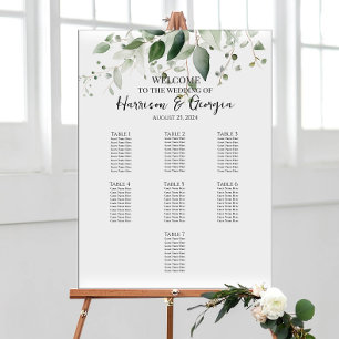 7 tables greenery elegant wedding seating chart