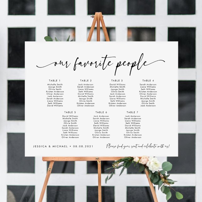 7 Tables Our Favourite People Seating Chart Plan (Creator Uploaded)