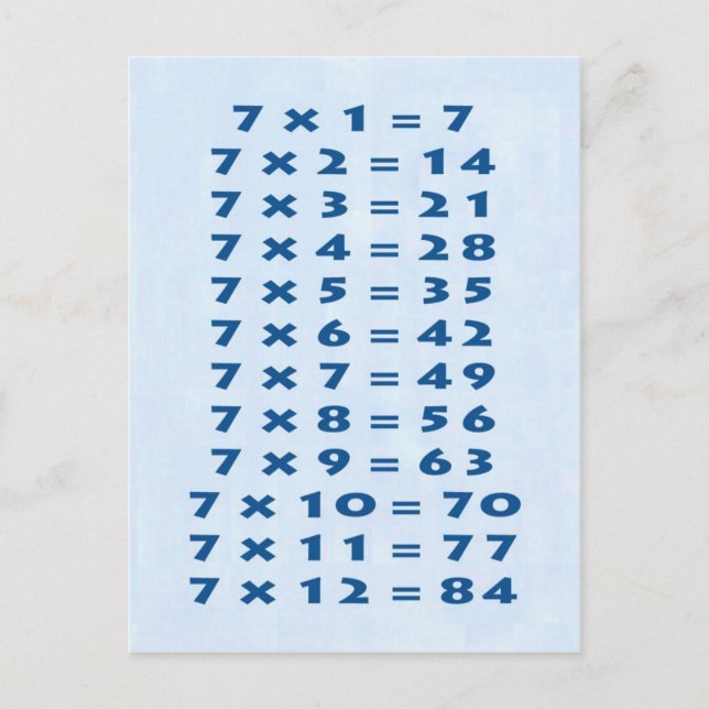 #7 Times Table Collectable Postcard (Front)