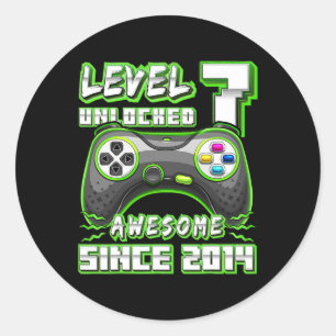 7 Unlocked Awesome 2014 Video Game 7th Birthday Classic Round Sticker