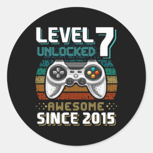 7 Unlocked Awesome 2015 Video Game 7th Birthday 1 Classic Round Sticker