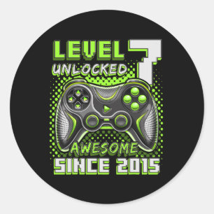 7 Unlocked Awesome 2015 Video Game 7th Birthday 7  Classic Round Sticker