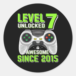7 Unlocked Awesome 2015 Video Game 7th Birthday Bo Classic Round Sticker