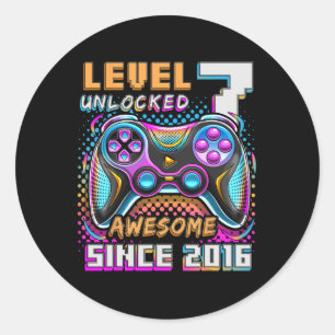 7 Unlocked Awesome 2016 Video Game 7th Birthday Bo Classic Round Sticker