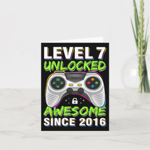 7 Unlocked Awesome Since 2016 7th Birthday Gaming Card