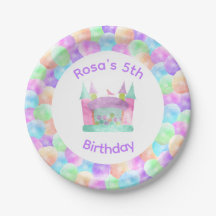 7" Watercolor Bounce House Birthday Paper Plate