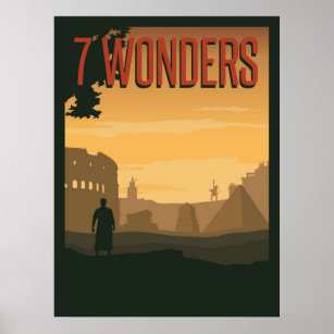 7 Wonders Board Game Minimalist Travel Style  Ga Poster