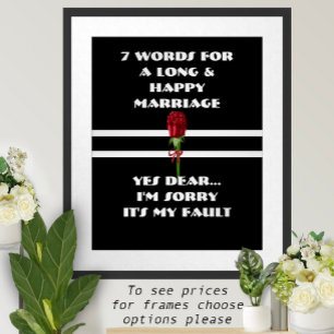 7 Words For A Long And Happy Marriage Poster