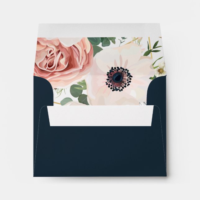 7¼Wx5¼h Envelope Navy Blue Outisde Garden Rose Ins (Back (Bottom))