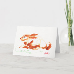 7" x 5" Bunny Greeting Card, White Envelopes inc. Holiday Card