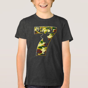 7 Year Camouflage Deer Hunting  Tri-Blend Shirt