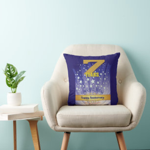 7 Year CUSTOM NAME 12 Step Anniversary Bold Number Cushion