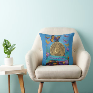 7 Year CUSTOM NAME Sober Anniversary Butterflies Cushion