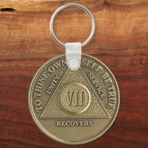 7 Year CUSTOM NAME Sober Medallion Key Ring