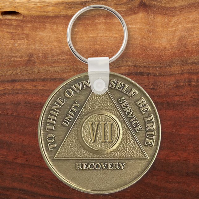 7 Year CUSTOM NAME Sober Medallion Key Ring (Front)