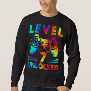 7 Year Old 7th Birthday Gamer Tie Dye Boys Level Sweatshirt
