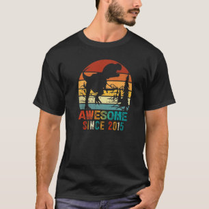 7 Year Old  Awesome Since 2015 7th Birthday Dinosa T-Shirt