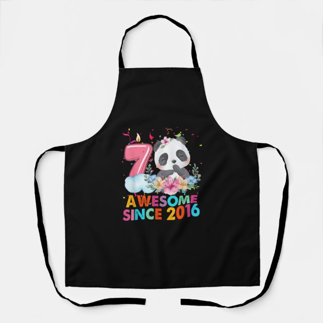 7 Year Old Awesome since 2016 Panda 7th Birthday B Apron (Front)