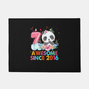 7 Year Old Awesome since 2016 Panda 7th Birthday B Doormat
