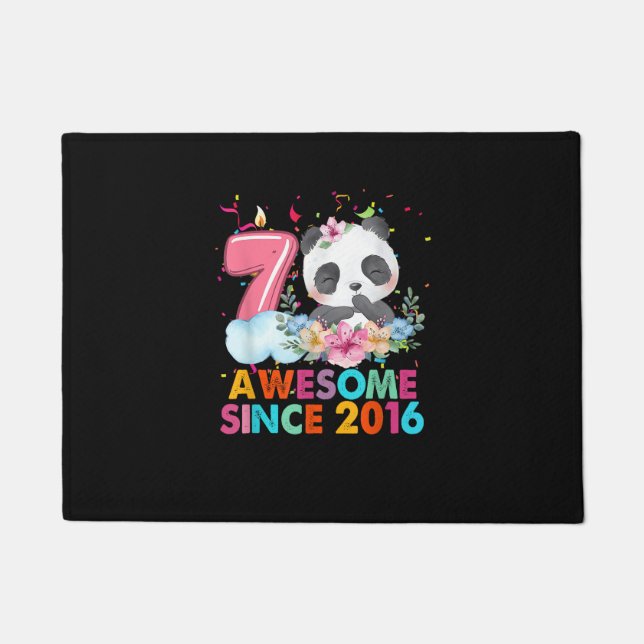 7 Year Old Awesome since 2016 Panda 7th Birthday B Doormat (Front)