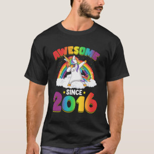 7 Year Old Awesome Since 2016 Unicorn Rainbow Birt T-Shirt