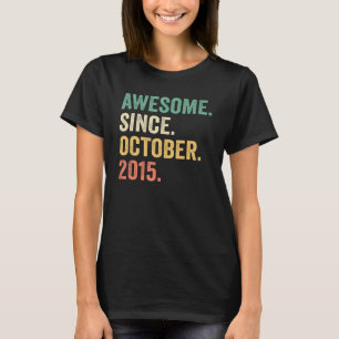 7 Year Old Awesome Since October 2015 7th Birthday T-Shirt