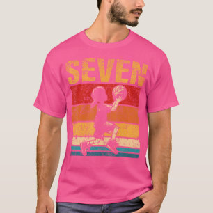 7 Year Old Basketball Boy Birthday Vintage 7Th Bir T-Shirt