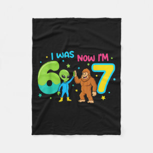 7 Year Old Birthday Alien 6 Now I'm 7 67 Funny For Fleece Blanket