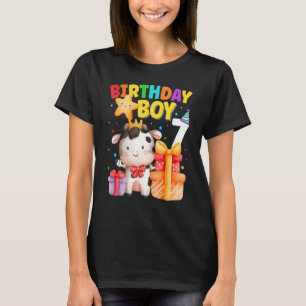 7 Year Old Birthday Boy 7th Cow Farm Animals Birth T-Shirt