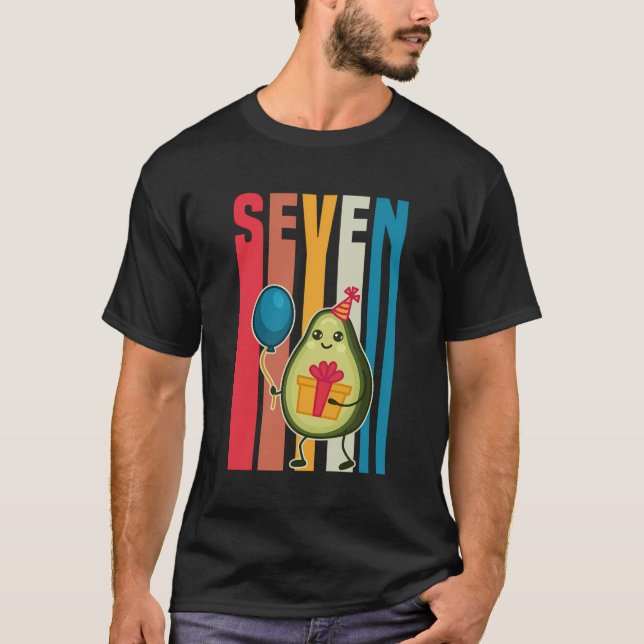 7 Year Old Birthday Boy Avocado Theme Birthday Par T-Shirt (Front)