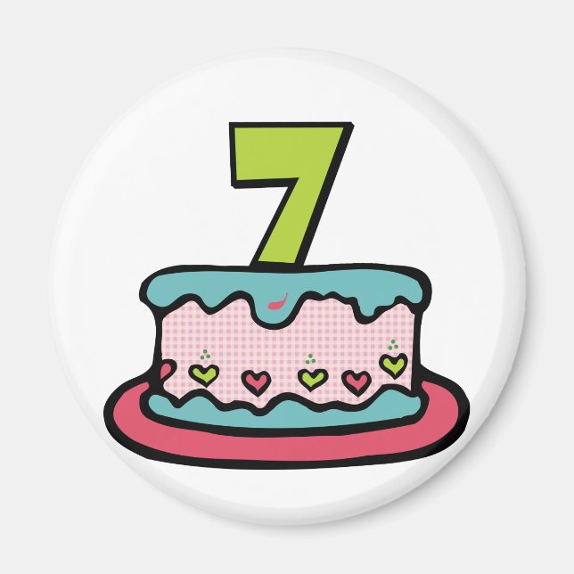 7 Year Old Birthday Cake Magnet (Front)