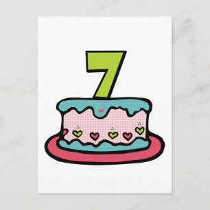 7 Year Old Birthday Cake Postcard
