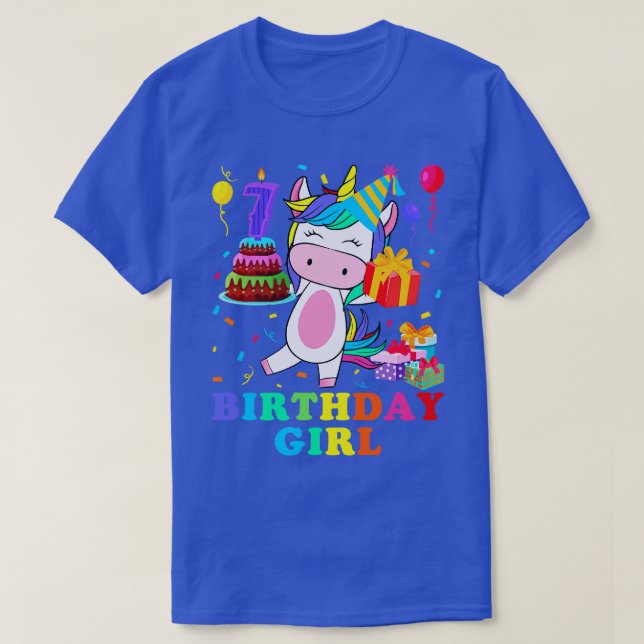 7 Year Old Birthday Girl Unicorn T-Shirt (Design Front)