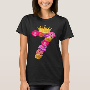 7 Year Old Birthday Girls Flower Crown Its My 7th  T-Shirt