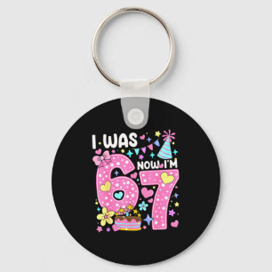 7 Year Old Birthday I Was 6 Now I'm 7 67 Funny Kid Key Ring