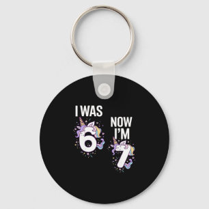 7 Year Old Birthday I Was 6 Now I'm 7 67 Funny Uni Key Ring