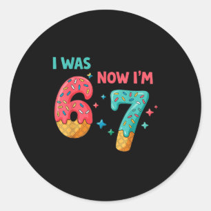 7 Year Old Birthday I Was 6 Now I'm 7  Classic Round Sticker