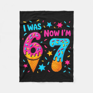 7 Year Old Birthday I Was 6 Now Im 7 Funny 67 Meme Fleece Blanket