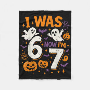 7 Year Old Birthday I Was 6 Now I'm 7 Funny Hallow Fleece Blanket