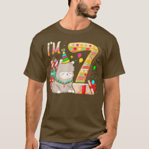 7 Year Old Birthday Llama I'm Girl Theme 7th Bday  T-Shirt