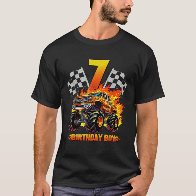 7 Year Old Birthday Monster Truck 7th Birthday Boy T-Shirt (Front)