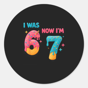 7 Year Old Birthday Shirt Was 6 Now I'm 7 67 Funny Classic Round Sticker